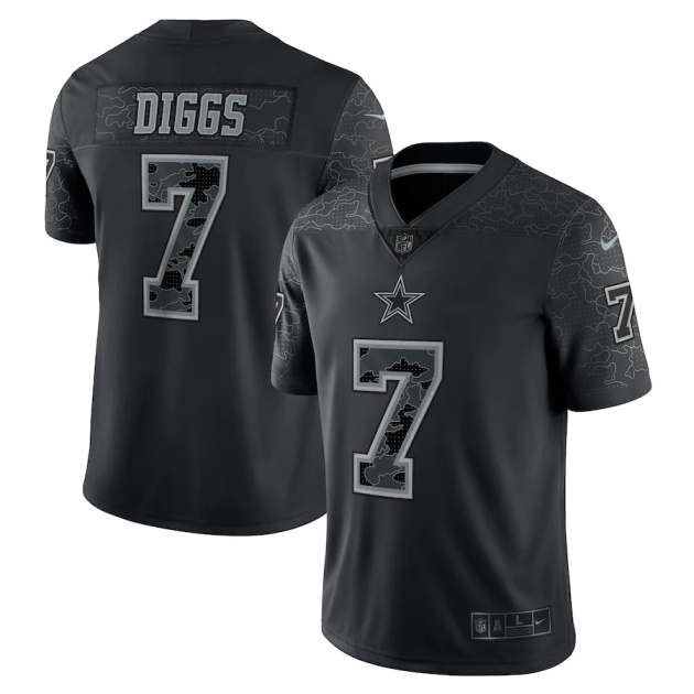 mens nike trevon diggs black dallas cowboys rflctv limited jersey